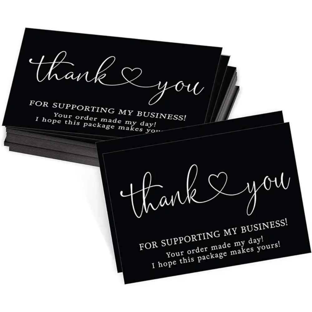 50 Pack Black Thank You Cards